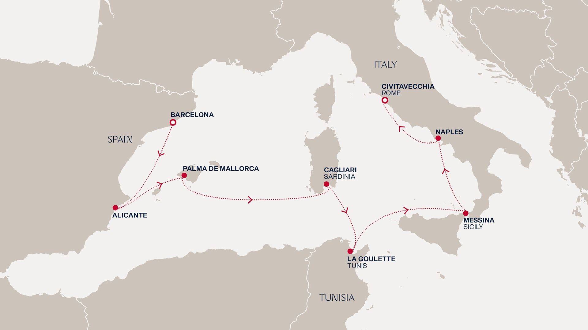 A Journey from Barcelona to Rome Itinerary Map